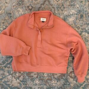 American Eagle , size medium. cropped peach quarter zip sweatshirt #sweatshirt